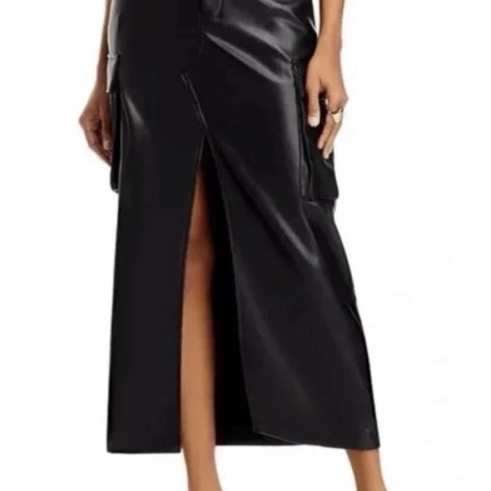 7 FOR ALL MANKIND Faux Leather Cargo Midi Skirt